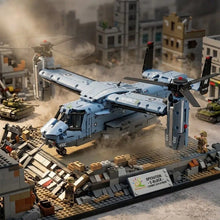 Lego moc hélicoptère marine corps mv-22 osprey bleu et gris modèle militaire en lego pour moc hélicoptère guerre