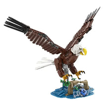 Lego moc oiseaux animaux volants détaillé aigle marron et blanc avec bec jaune en briques plastique emboîtables