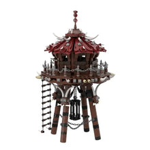 Lego moc tour de tir à l’arc bokoblin zelda botw modèle détaillé tour brun foncé à tuiles rouges et défenses blanches