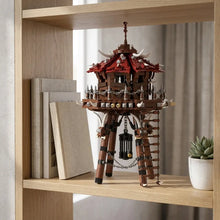 Lego moc tour de tir à l’arc bokoblin zelda botw modèle détaillé de tour chinoise en lego avec toit rouge et poutres bois