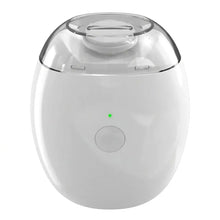 Lime à ongles électrique rechargeable blanche avec dessus en verre transparent et voyant lumineux vert