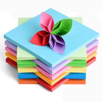 Lot 100 Papiers Origami carré Double face couleur unie -