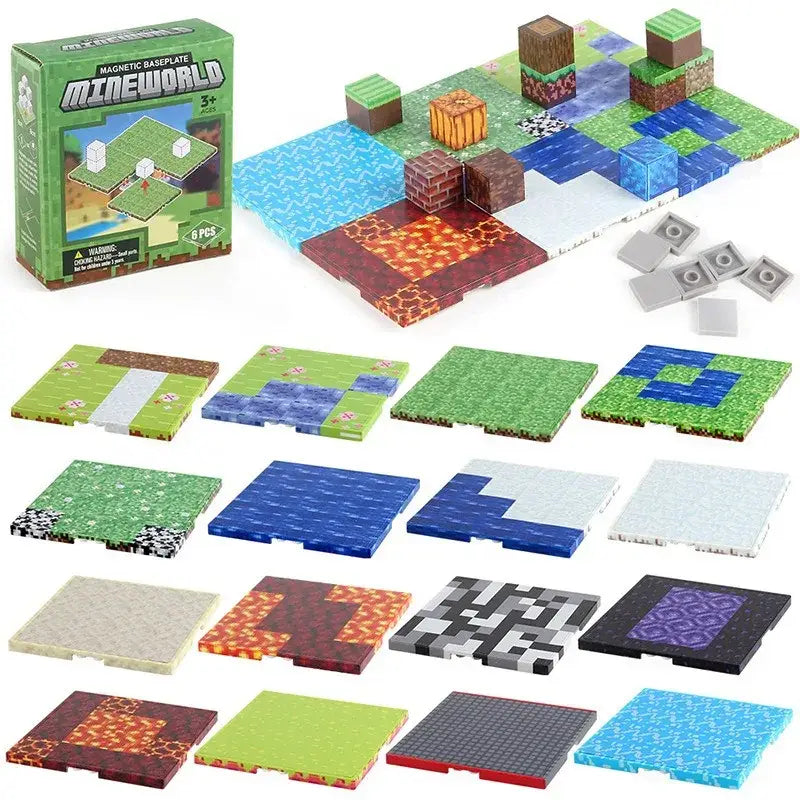 Set of 6 magnetic Minecraft plates toy stores– Enjouet