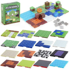 Lot 6 plaques magnétiques minecraft avec tuiles magnétiques minecraft colorées en vert herbe, bleu eau et rouge lave