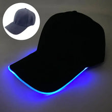 Casquette lumineuse noire avec led bleu clignotement lent le long de la visière alimentée par piles cr2032 pour fêtes et halloween