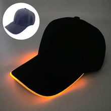 Casquette lumineuse noire avec bordure led orange clignotement lent alimentée par piles cr2032 pour fêtes et halloween