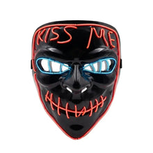 Masque intégral lumineux noir avec effet néon rouge et bleu piles aaa pour halloween modèle kiss me