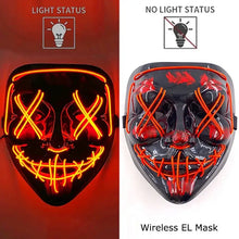 Masque intégral lumineux effet néon noir avec led orange formant des x aux yeux et bouche cousue pour halloween fonctionnant avec piles aaa