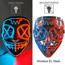 Masque intégral lumineux effet néon avec design crâne stylisé bleu et orange fonctionnant avec piles aaa