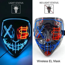 Masque intégral lumineux noir avec effet néon bleu et rouge à led pour halloween fonctionnant avec piles aaa