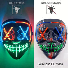 Masque intégral lumineux effet néon noir avec leds x aux yeux et bouche cousue piles aaa disponible en plusieurs couleurs