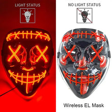 Masque intégral lumineux halloween noir avec effet néon et led orange en forme de x fonctionnant avec piles aaa