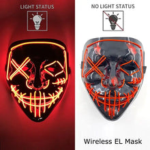 Masque intégral lumineux noir avec effet néon visage menaçant à led orange fonctionnant avec piles aaa pour halloween