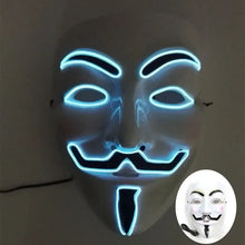 Masque lumineux v pour vendetta aux leds bleues avec design classique guy fawkes pour halloween