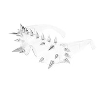 Lunettes de soleil steampunk transparentes avec rivets halloween métalliques argentés pour un look punk