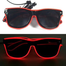 Lunettes lumineuses noires et orange avec fil électroluminescent rouge clignotement lent pour soirées et déguisements