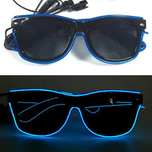 Lunettes lumineuses avec cadre noir et fil électroluminescent bleu à clignotement lent pour soirées et déguisements