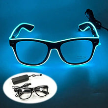 Lunettes lumineuses noires à led avec fil électroluminescent bleu pour soirées et déguisements à clignotement lent