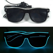 Lunettes lumineuses led noires avec fil électroluminescent bleu à clignotement lent pour soirées et déguisements