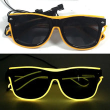 Lunettes lumineuses noires et jaunes avec fil électroluminescent et clignotement lent pour soirées et déguisements