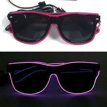 Lunettes lumineuses noires et roses avec fil électroluminescent et clignotement lent pour soirées et déguisements
