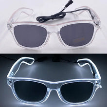 Lunettes lumineuses claires avec lentilles gris foncé et fil électroluminescent à clignotement lent pour soirées