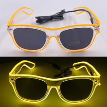 Lunettes lumineuses jaunes à clignotement lent avec cadre transparent en fil électroluminescent pour soirées et déguisements