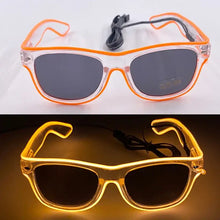 Lunettes lumineuses orange avec fil électroluminescent, monture claire et clignotement lent pour soirées et déguisements
