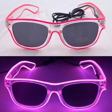 Lunettes lumineuses roses en fil électroluminescent avec clignotement lent pour soirées et déguisements