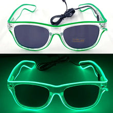 Lunettes lumineuses vertes à led avec fil électroluminescent clignotement lent pour soirées et déguisements