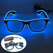 Lunettes lumineuses noires avec fil électroluminescent bleu à clignotement lent pour soirées et déguisements
