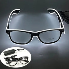 Lunettes lumineuses noires avec fil électroluminescent blanc et clignotement lent pour soirées et déguisements