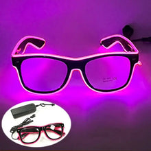 Lunettes lumineuses avec monture noire et bords rose néon à fil électroluminescent pour soirées et déguisements