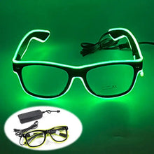 Lunettes lumineuses vertes avec clignotement lent et fil électroluminescent pour soirées et déguisements