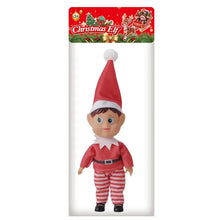 Lutin de noël décoratif à tenue rayée rouge et blanche avec pantalon rayé pour décoration festive