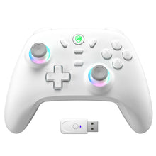 Manette bluetooth blanche pour nintendo switch oled avec conception d’un éclairage led rgb et batterie rechargeable longue durée
