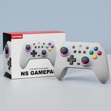 Manette pro bluetooth pour switch 2 nyxi wireless pro blanche avec boutons lumineux colorés et sticks analogiques noirs