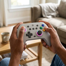 Manette pro bluetooth pour switch 2 lenovo blanche avec boutons noirs et joysticks hall anti-dérive colorés nyxi wireless pro