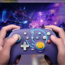 Manette sans fil pro pour switch 2 avec joysticks à effet pressions seconde et boutons illuminés couleur violet et jaune