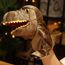 Marionnette à main dinosaure marron en peluche de 35 cm pour aventures préhistoriques éducatives et ludiques