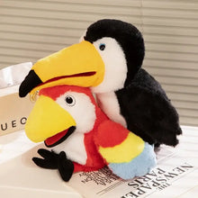 Marionnette à main oiseau en peluche 35 cm avec corps coloré et becs surdimensionnés expressive à animer pour petit théâtre