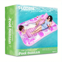 Matelas gonflable piscine rose joyfy avec motif rose tropical vibrant 216 x 145 cm design sloosh idéal pour piscine rose