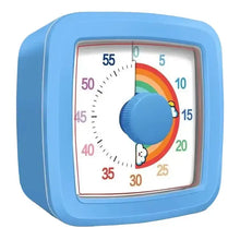 Minuteur visuel carré bleu pour enfants avec compte à rebours 60 minutes et design arc-en-ciel nuage pour déguisement carnaval