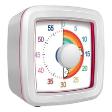 Minuteur visuel de 60 minutes blanc avec design arc-en-ciel coloré et compte à rebours intégré pour déguisement carnaval