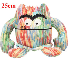 Peluche monstre multicolore de 25 cm avec motif abstrait couleurs rouge bleu vert jaune pour halloween