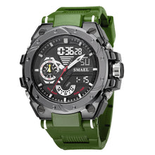Montre enfant quartz waterproof alarme avec bracelet en caoutchouc olive et affichage digital-analogique compagnon idéal déguisement carnaval