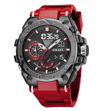Montre enfant numérique analogique rouge et noire avec boîtier robuste et bracelet en caoutchouc compagnon idéal pour déguisement carnaval