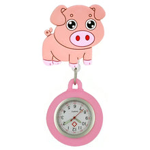 Montre de poche en caoutchouc souple rose forme cochon facile à nettoyer pour personnel médical infirmières