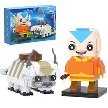 Nanoblock avatar maître figurine en blocs orange et jaune avec coiffe bleue triangulaire et bottes marron