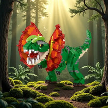 Nanoblock dinosaures jouet d’assemblage en briques plastiques vert et rouge avec tête détaillée, idéal aux enfants déguisement carnaval